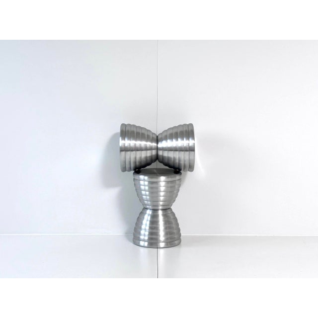 Blue Vintage Space Age Aluminum Stool with Storage Space, 1970s For Sale - Image 8 of 11