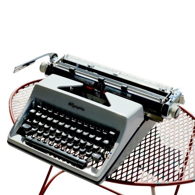 Vintage Olympia De Luxe Portable Typewriter With Carrying Case For Sale - Image 10 of 11