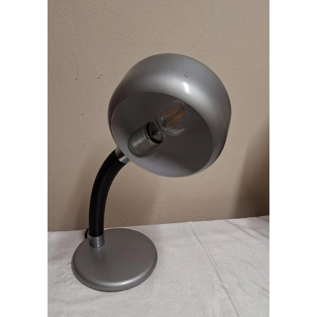 Vintage German Adjustable Desk Lamp with a Silver-Colored Frame and Plastic-Coated Flex Arm from Ep-Leuchten, 1980s For Sale - Image 4 of 8