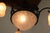 Antique French Art Deco Geometric Wrought Iron and Frosted Glass Chandelier, 1930 For Sale - Image 4 of 15