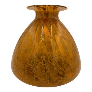 Murano Art Glass Vase Amber Gold - Italian Mid Century Vase For Sale
