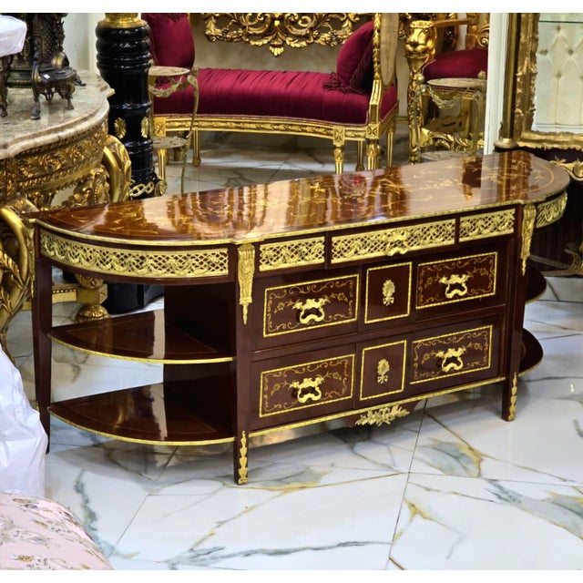 2020s Louis XVI–Inspired Semicircular Marquetry Console For Sale - Image 5 of 5