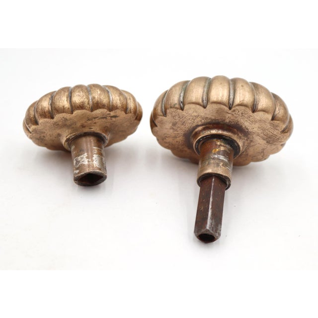 Vintage Bronze Fluted Oval Entry Door Knob Set For Sale - Image 4 of 9