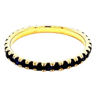 Natural Blue Sapphire Ring 6.5 14k Y Gold 0.66 TCW Certified For Sale