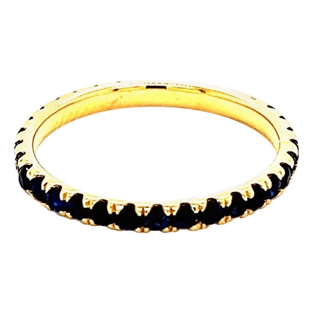 Natural Blue Sapphire Ring 6.5 14k Y Gold 0.66 TCW Certified For Sale