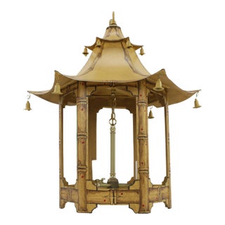 Vintage Double-Story Pagoda Imitation Bamboo Pattern Three-Light Chandelier For Sale