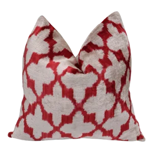 Contemporary Burgundr Color Handmade Velvet Pillow and Down Feather Insert