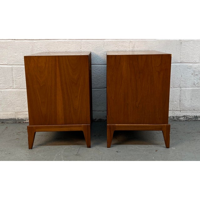 Mid-Century Modern Three Drawer Walnut Nightstands, A Pair For Sale In New York - Image 6 of 14