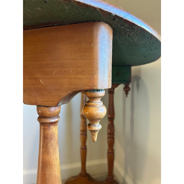 Late 19th Century Grover B. Horton Country Pine Oval Side Table With Turned Spindle Legs & Drop Finials For Sale - Image 12 of 12