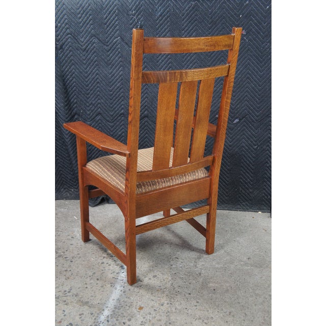6 Stickley Mission Arts & Crafts Quartersawn Oak Harvey Ellis Dining Chairs For Sale - Image 9 of 15