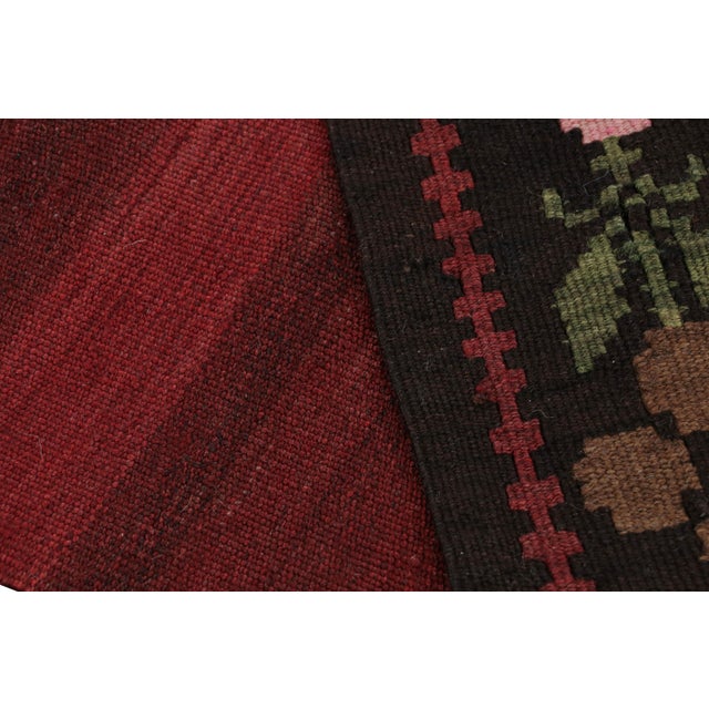 Textile Mid Century Vintage Kilim Red Gray Medallion Floral Rug For Sale - Image 7 of 8