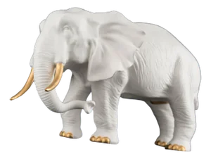 Italian African Ceramic Father Elephant Parts Gold Sculpture by VG Design and Laboratory Department