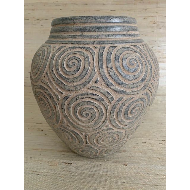 1980s 20th Century Handcrafted Pottery Vase For Sale - Image 5 of 6