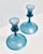 Blue Mid Century Blue Glass Orrefors Swedish Candlestick Pair For Sale - Image 8 of 15