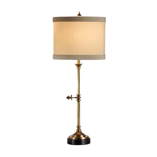 Solid brass and marble antique patina brass 27h x 5w x 5d Shade Dimensions: top(10.5) bottom(10.5) side(8.5)