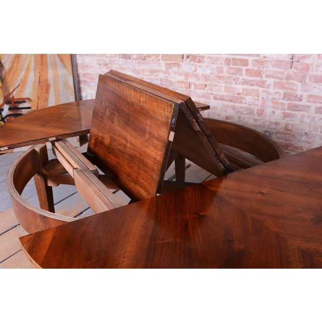 Brown Art Deco Extendable Dining Table in Walnut, Czech, 1920s For Sale - Image 8 of 18
