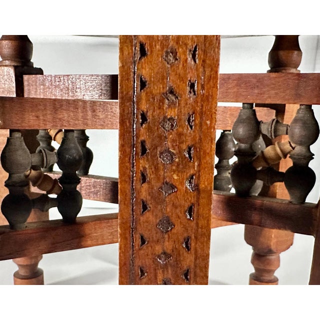 2000 - 2009 Moroccan Copper Tray Table: Hand-Etched Floral Design, Folding Wood Base For Sale - Image 5 of 10