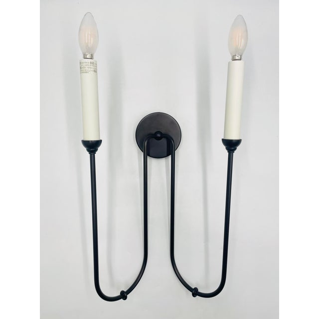 Bronze Amber Lewis Ingela Double Sconce by Visual Comfort With Shades For Sale - Image 8 of 17