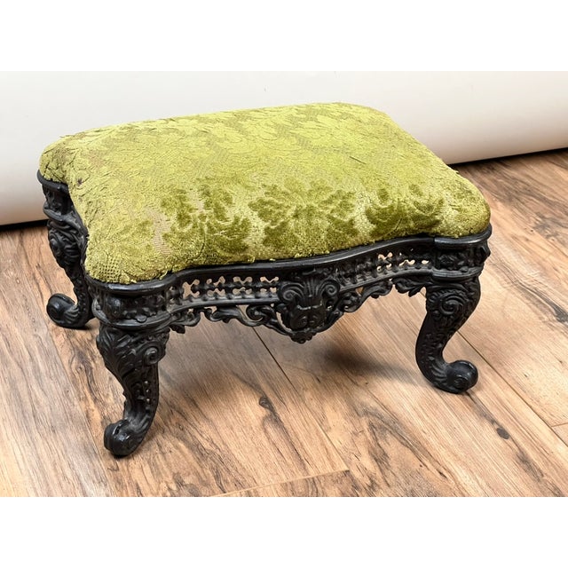 Antique Victorian Cast Iron Foot Stool C. 1900 For Sale - Image 4 of 8