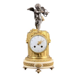 Louis XVI French Gilt Bronze Mantel Clock with Cupid For Sale