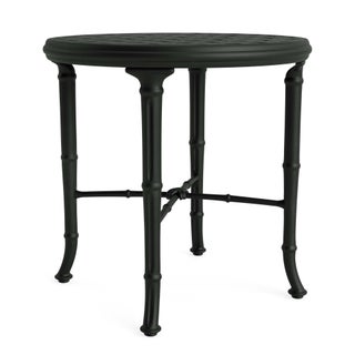Brown Jordan Calcutta 20" Round Cast Top Occasional Table in Black Jade For Sale