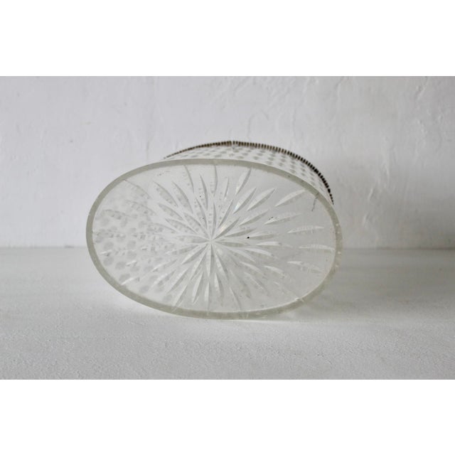 Metal Mid-Century Modern Vintage Textured Oval Lucite Acrylic Waste Basket Brass Beaded Rim For Sale - Image 7 of 16