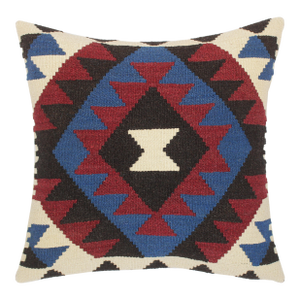 Tribal Turkish Rosette Hand Woven Kilim Throw Pillow