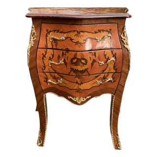 1960s French Louis XVI Mahogany Bronze Inlay Commode For Sale