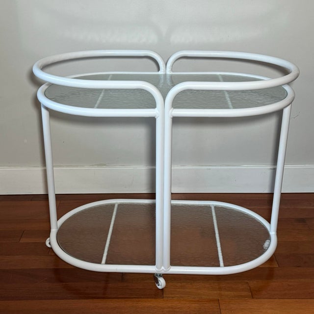 1960s Mid Century Brown Jordan Style White Patio Bar Cart For Sale - Image 12 of 12