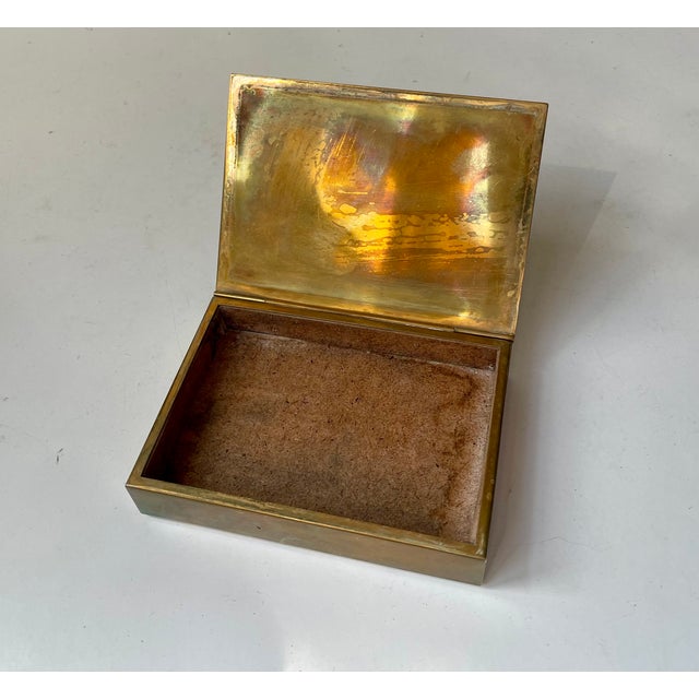 1930s Art Deco Cigar Box in Brass and Enamel, 1930s For Sale - Image 5 of 9