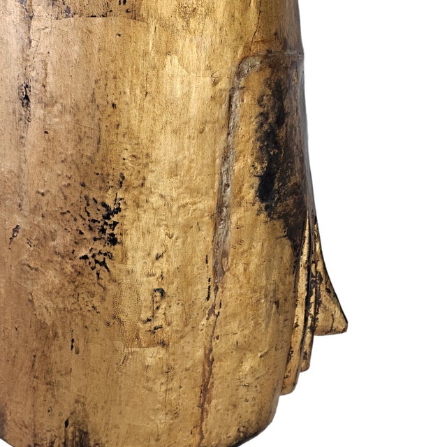 Asian Carved Wood Buddhist Monk Statue 30.5 In For Sale - Image 10 of 12