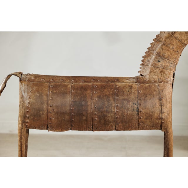 Vintage Indian Riveted Iron Horse Sculpture with Rustic Patina For Sale - Image 4 of 18
