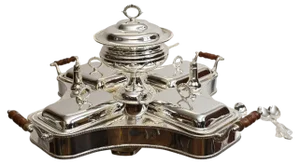 Art Deco Bain Marie Plated Lazy Susan Silver Plate Food Server