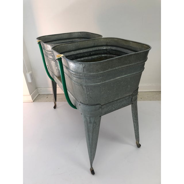 Vintage Country Double Galvanized Wash Tub With Stand Chairish