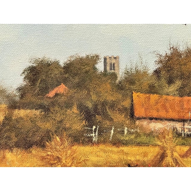 1990s James Wright, Farm Scene with Haystacks in the English Countryside by Realist Landscape Artist, 1990 Circa For Sale - Image 5 of 13