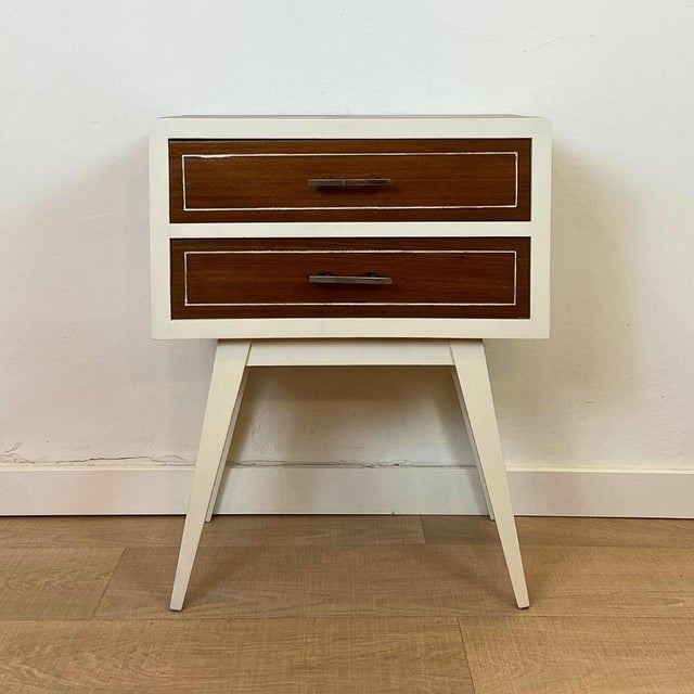 Wood Vintage Beech and Teak Nightstand, Spain, 1960s For Sale - Image 7 of 7