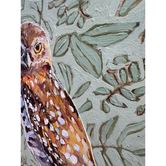 Tan “Woodland Owl” Acrylic Painting For Sale - Image 8 of 8