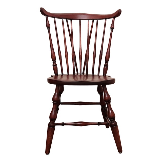 Vintage Maple Brace Back Windsor Chair; Newly Refinished For Sale