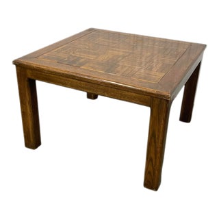 1970s Vintage Parquet Parsons Table For Sale