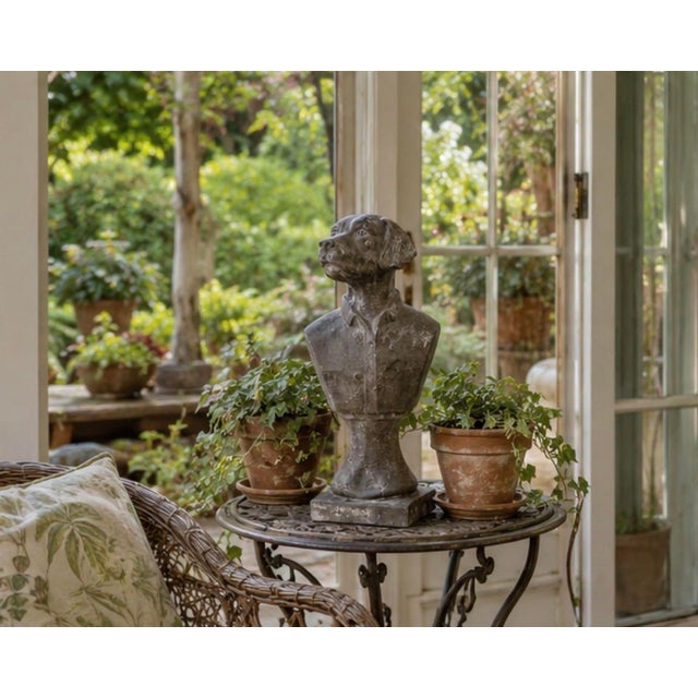 Gray Vintage Anthropomorphic Cast Iron Dog Bust Sculpture With Weathered Patina For Sale - Image 8 of 12