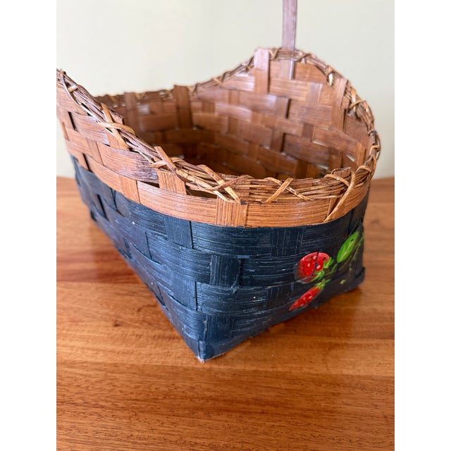 Vintage Hand-Painted Strawberry Gathering Basket For Sale - Image 6 of 9