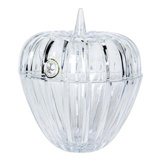Crystal Glass Apple Lidded Container For Sale
