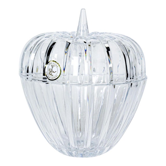Crystal Glass Apple Lidded Container For Sale