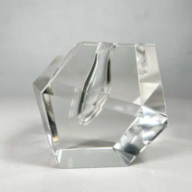 Faceted Crystal Orchid Bud Vase Art Glass Paperweight Iittala Timo Sarpaneva For Sale - Image 9 of 9