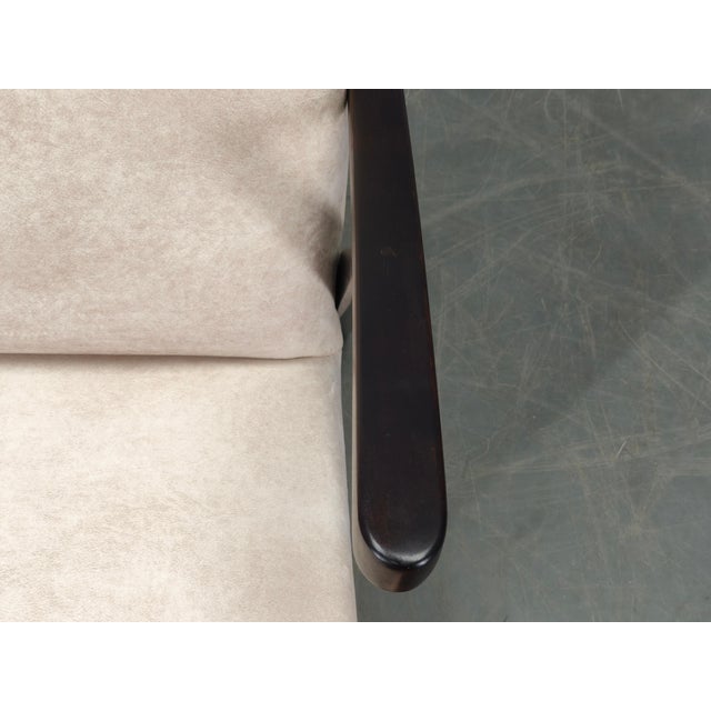 Wood Mid-Century Cream Velvet Lounge Chair, Former Czechoslovakia, 1960s For Sale - Image 7 of 14