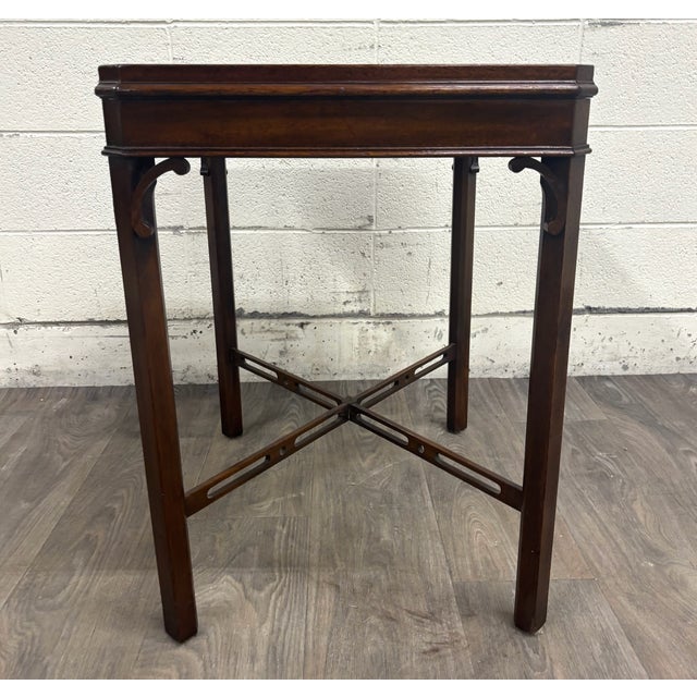 Brown Vintage Georgian Style Chippendale Style Mahogany Tray Top Side Table For Sale - Image 8 of 14
