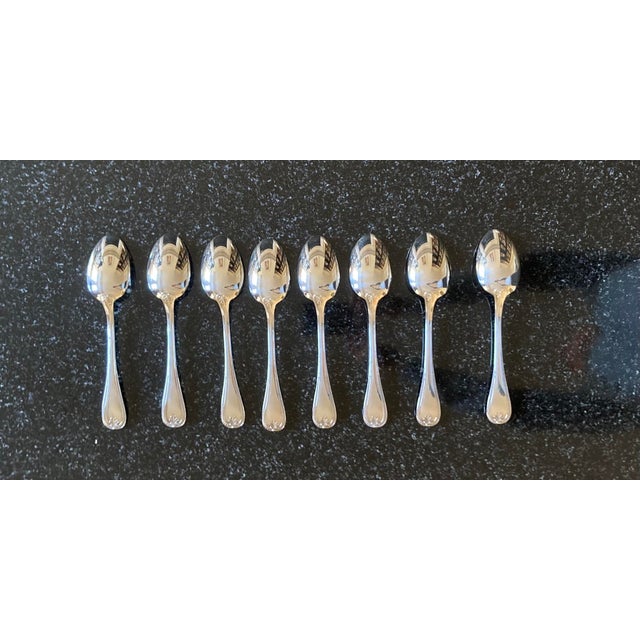 1980s Christofle "Malmaison" Collection Silver Plated Soup Spoons- Set of 8 For Sale - Image 9 of 9