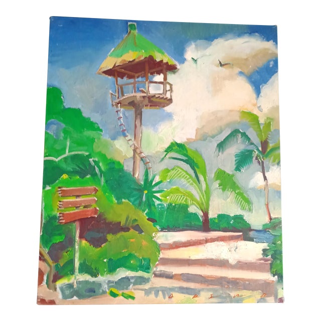 Xcaret Adventure and Water Park Near Cancun in Mexico Oil Painting For Sale