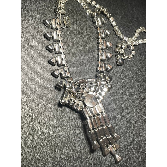 Mid-Century Modern MCM Jewelry Inspired by Albert Weiss Art Deco Revival Fan-Shaped Crystal Necklace For Sale - Image 3 of 10