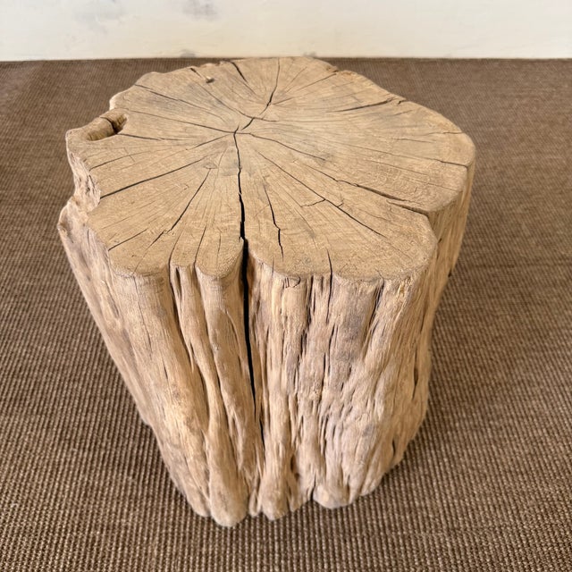 Vintage Elm Wood Stump Side Table #61626b For Sale - Image 4 of 5